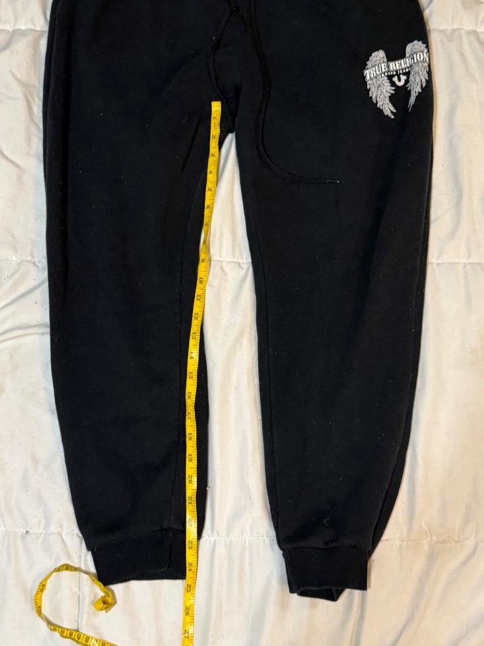 True Religion Black Jogger Sweatpants with White Wing Logo - Picture 3 of 7